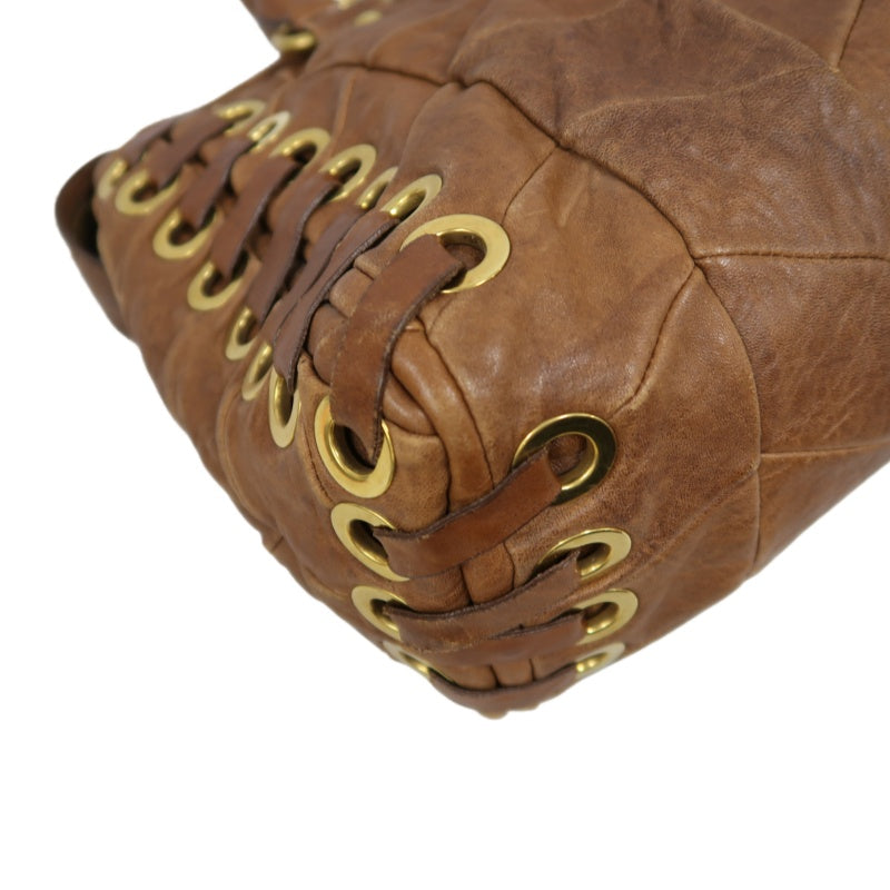 MIUMIU Leather Handbag Brown with Gold Hardware