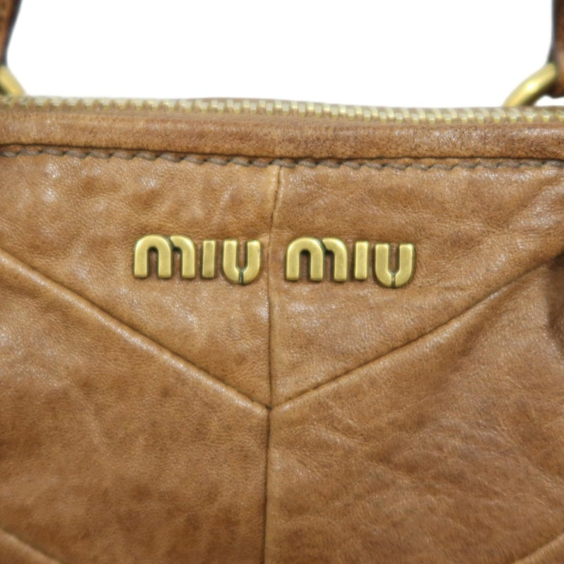 MIUMIU Leather Handbag Brown with Gold Hardware