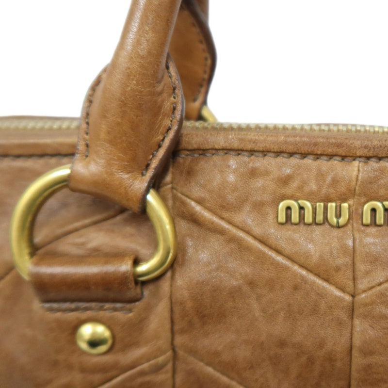 MIUMIU Leather Handbag Brown with Gold Hardware