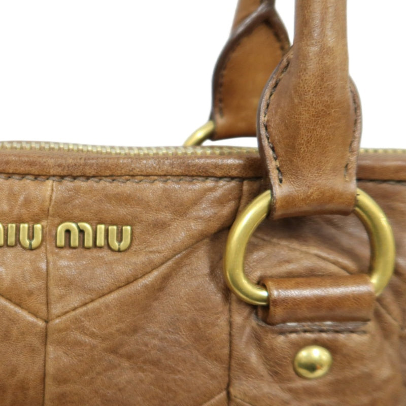 MIUMIU Leather Handbag Brown with Gold Hardware