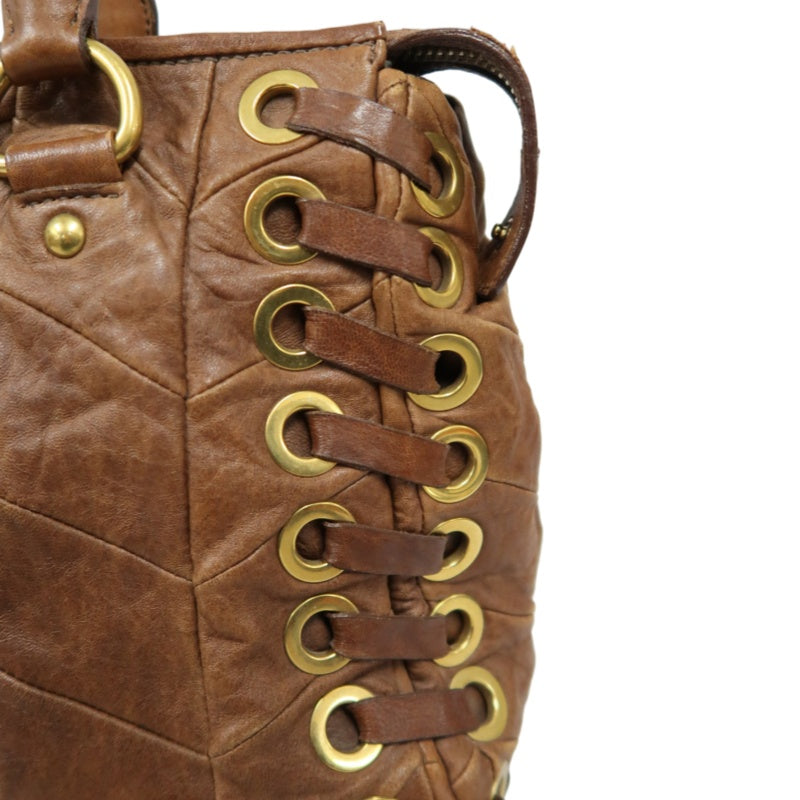 MIUMIU Leather Handbag Brown with Gold Hardware