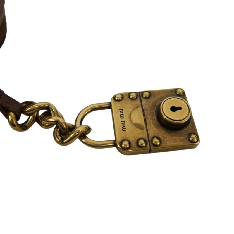 MIUMIU Leather Handbag Brown with Gold Hardware