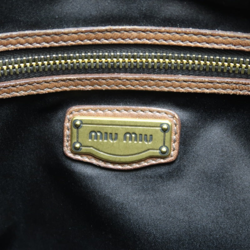 MIUMIU Leather Handbag Brown with Gold Hardware