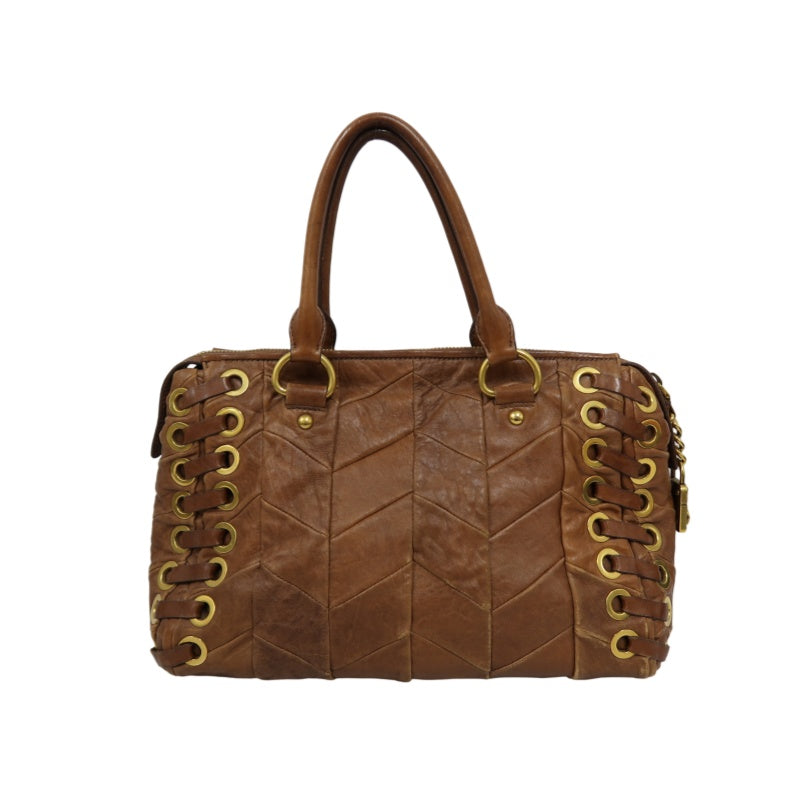 MIUMIU Leather Handbag Brown with Gold Hardware