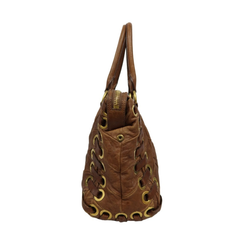 MIUMIU Leather Handbag Brown with Gold Hardware