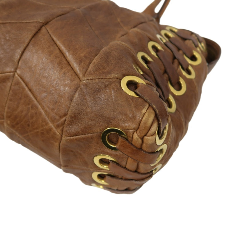 MIUMIU Leather Handbag Brown with Gold Hardware