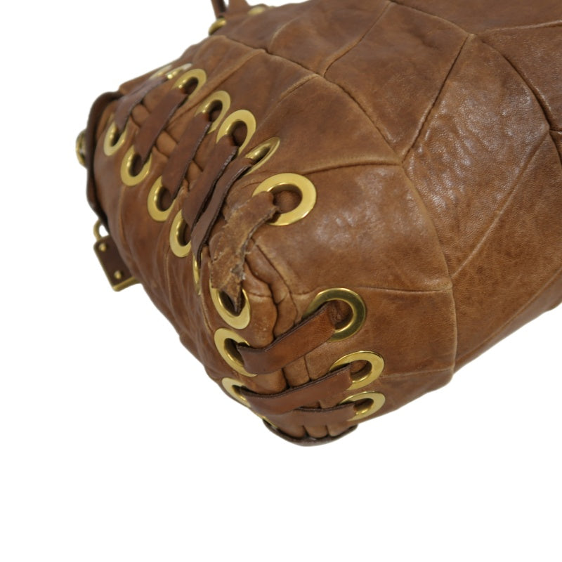 MIUMIU Leather Handbag Brown with Gold Hardware