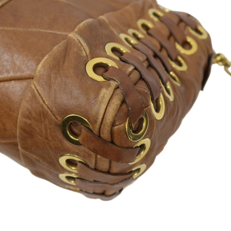MIUMIU Leather Handbag Brown with Gold Hardware