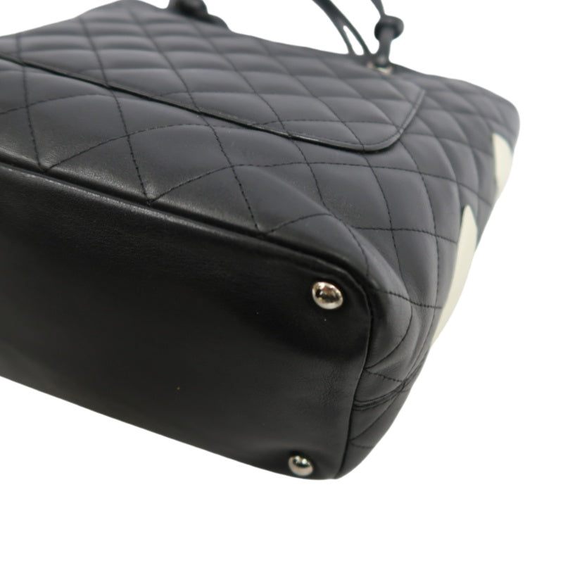 CHANEL Cambon Line Handbag Lambskin Black
