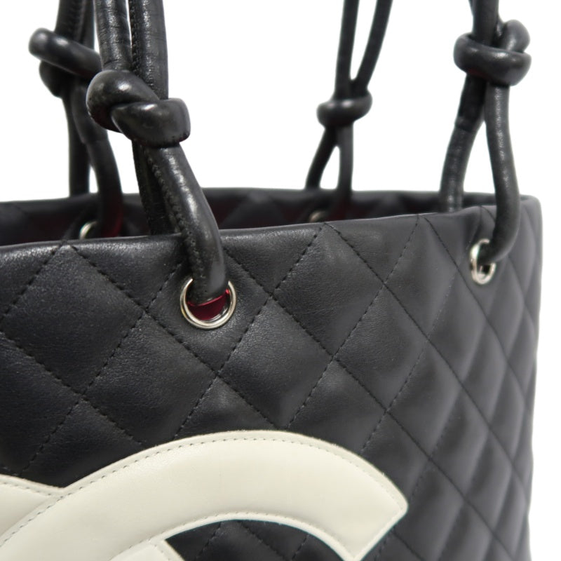 CHANEL Cambon Line Handbag Lambskin Black