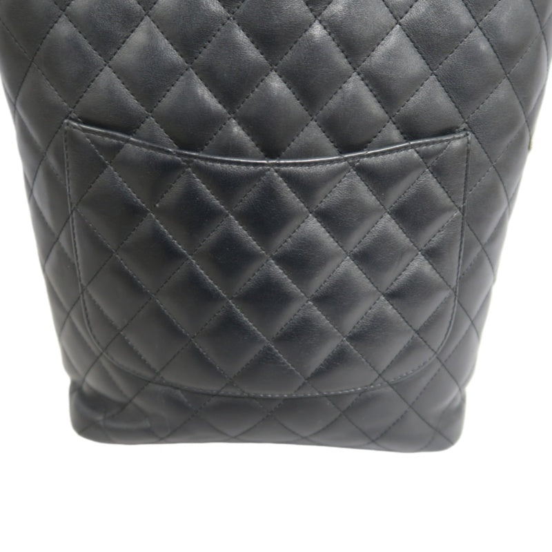 CHANEL Cambon Line Handbag Lambskin Black