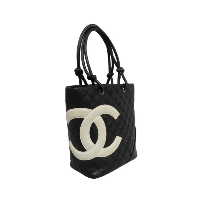 CHANEL Cambon Line Handbag Lambskin Black
