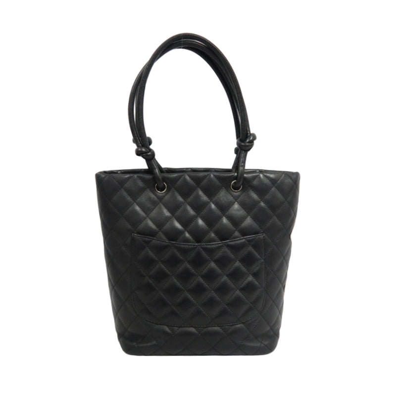 CHANEL Cambon Line Handbag Lambskin Black