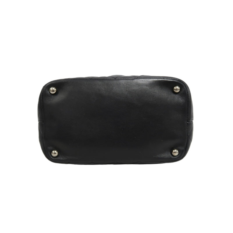 CHANEL Cambon Line Handbag Lambskin Black