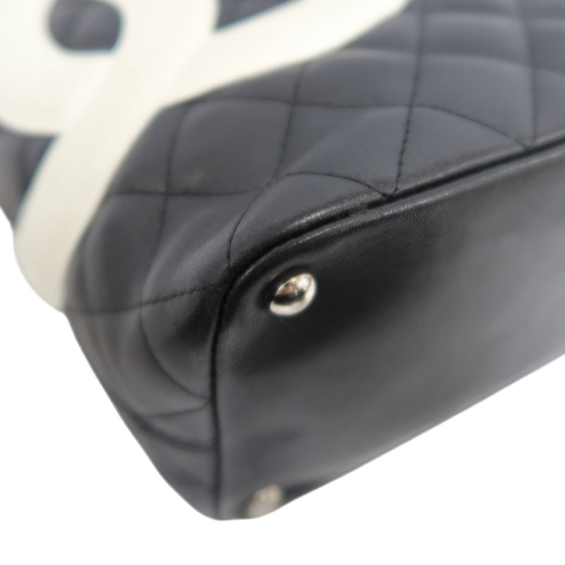 CHANEL Cambon Line Handbag Lambskin Black
