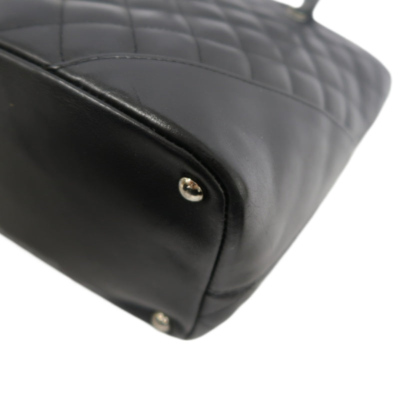 CHANEL Cambon Line Handbag Lambskin Black