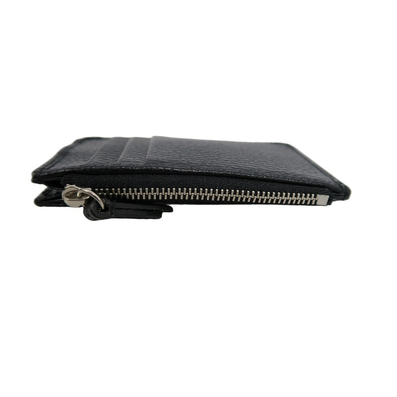 GUCCI Double G Coin Case Leather Black With Silver Hardware