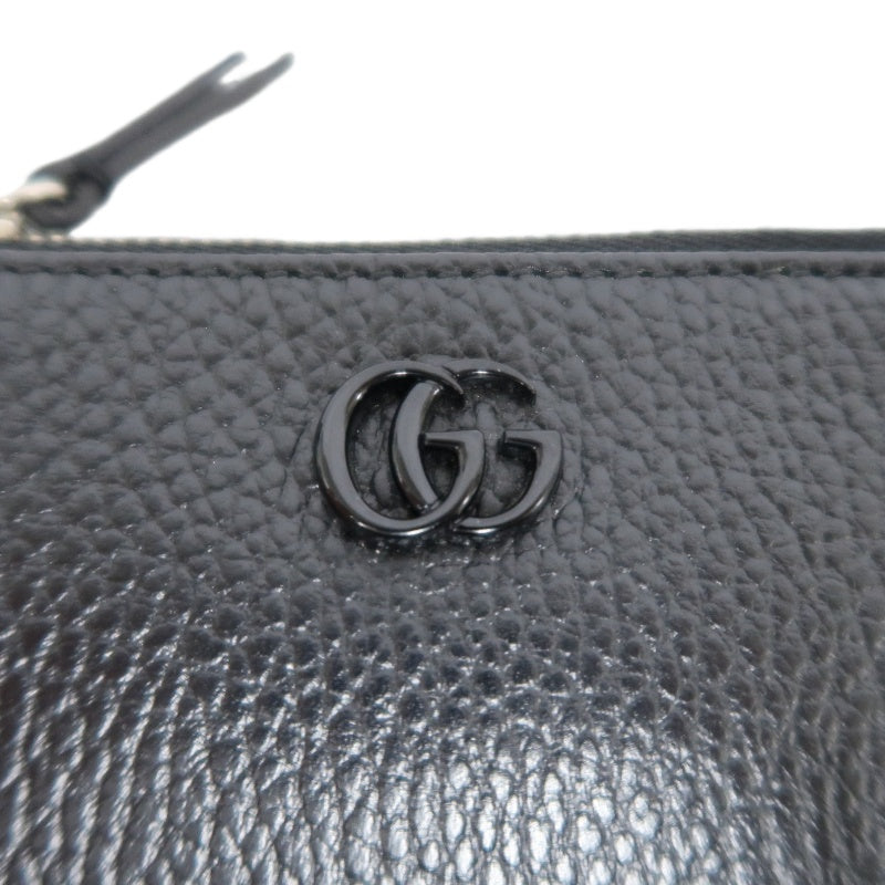 GUCCI Double G Coin Case Leather Black With Silver Hardware