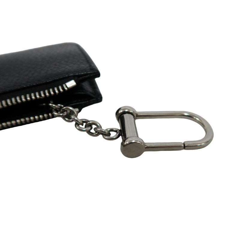 GUCCI Double G Coin Case Leather Black With Silver Hardware