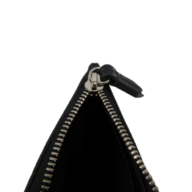 GUCCI Double G Coin Case Leather Black With Silver Hardware