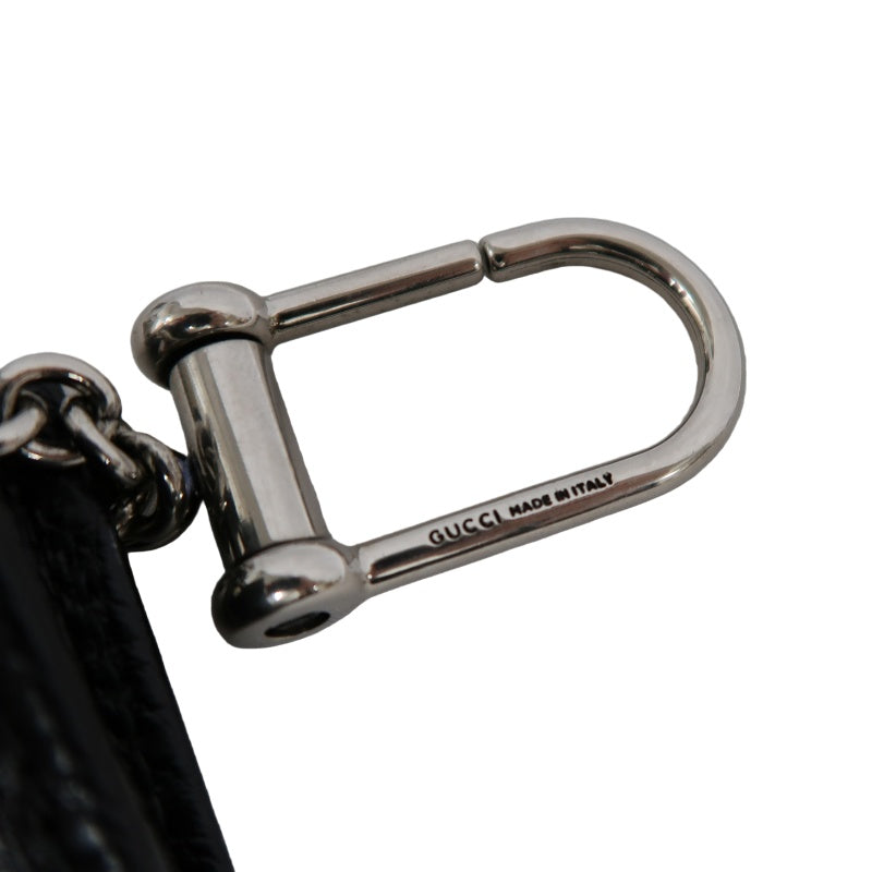 GUCCI Double G Coin Case Leather Black With Silver Hardware
