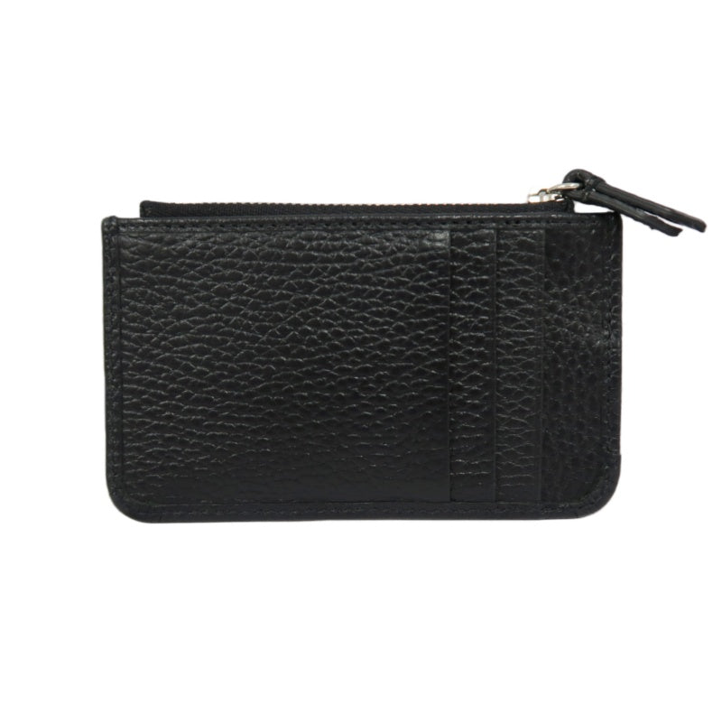 GUCCI Double G Coin Case Leather Black With Silver Hardware