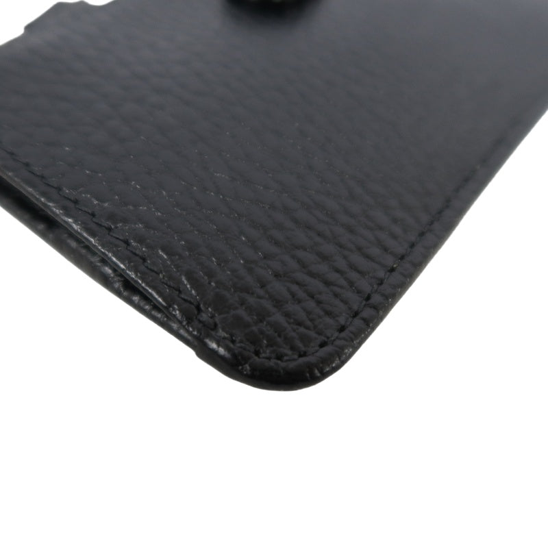 GUCCI Double G Coin Case Leather Black With Silver Hardware