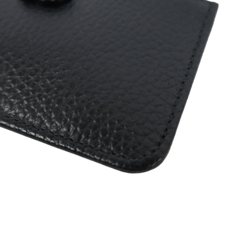 GUCCI Double G Coin Case Leather Black With Silver Hardware