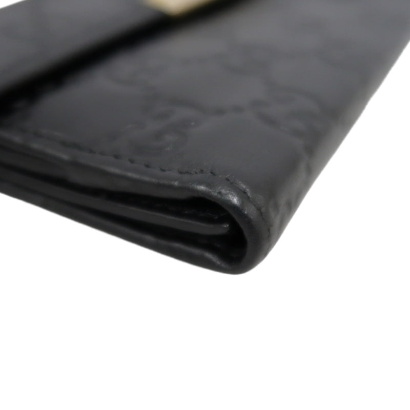 GUCCI Guccissima Leather Long Wallet Black with Silver Hardware