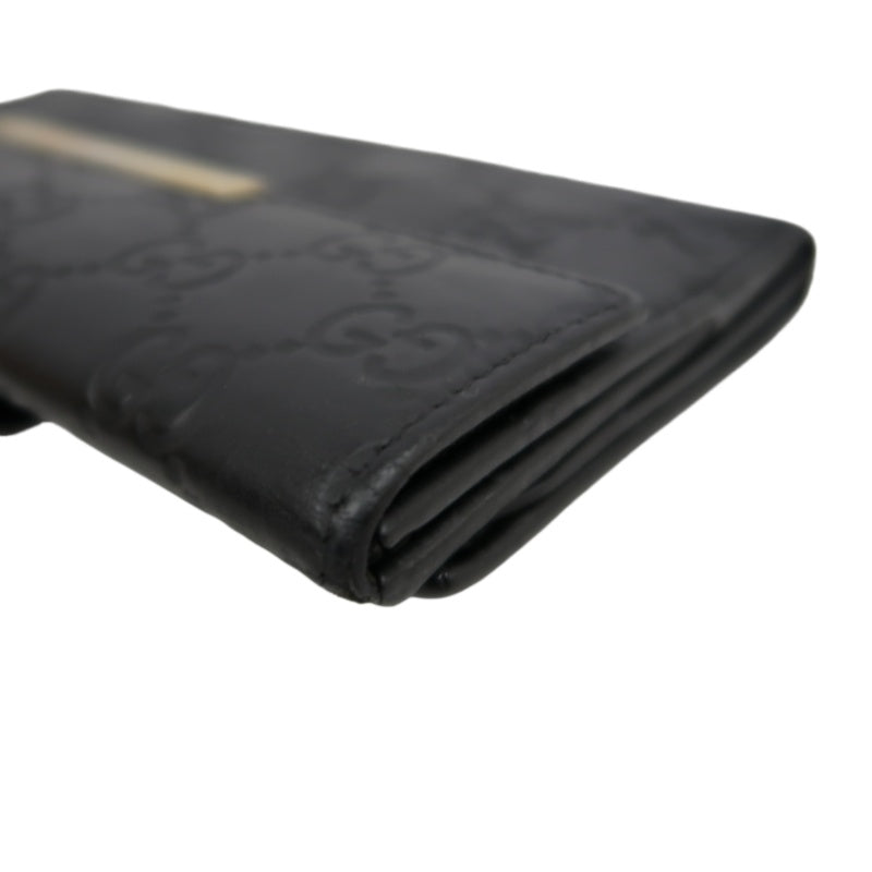 GUCCI Guccissima Leather Long Wallet Black with Silver Hardware