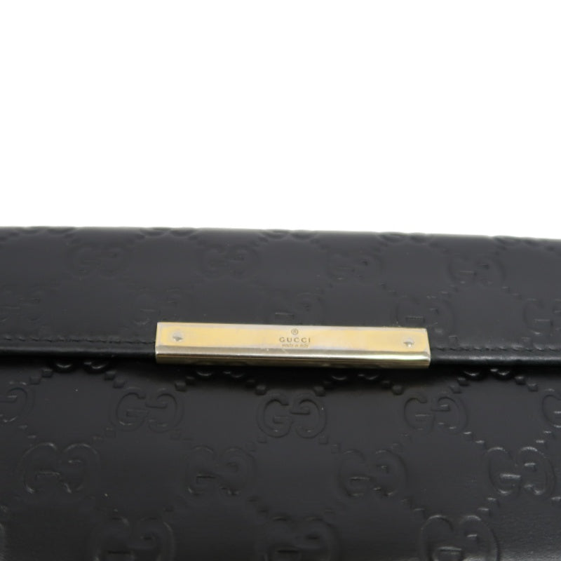 GUCCI Guccissima Leather Long Wallet Black with Silver Hardware
