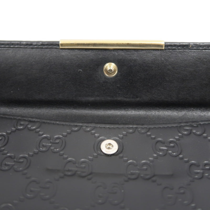 GUCCI Guccissima Leather Long Wallet Black with Silver Hardware