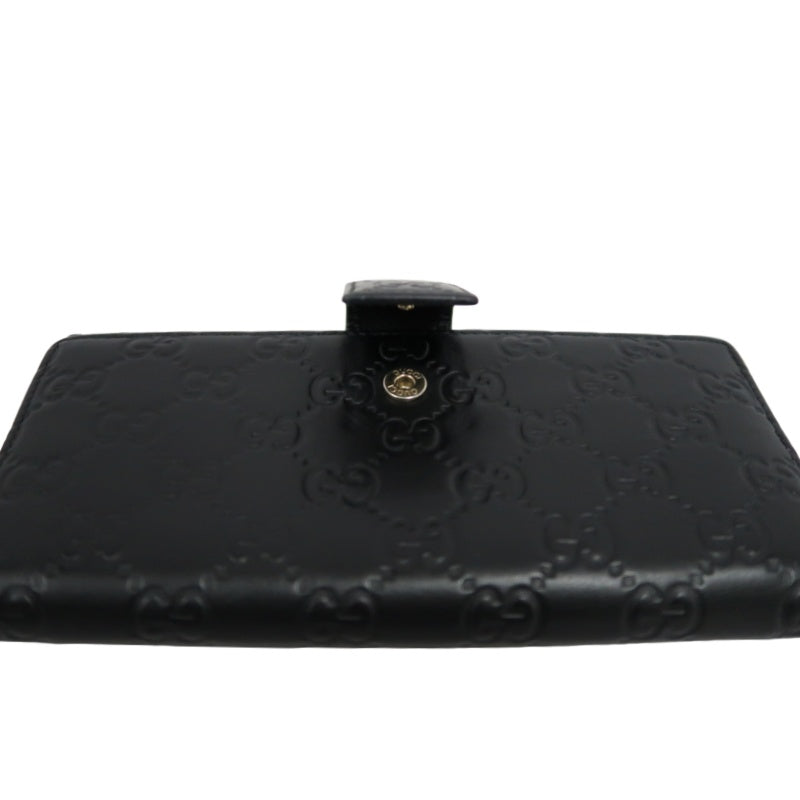 GUCCI Guccissima Leather Long Wallet Black with Silver Hardware