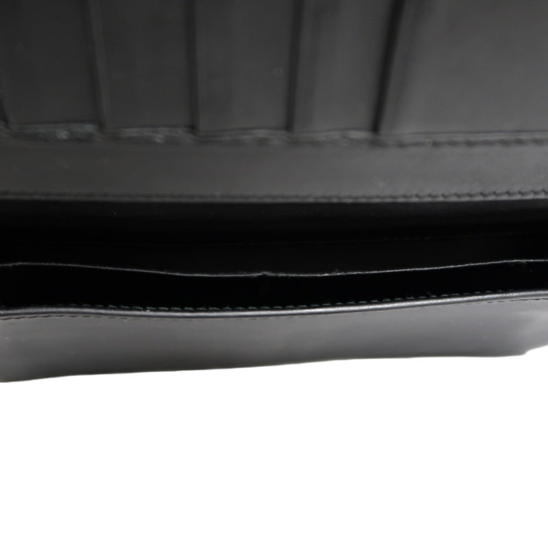 GUCCI Guccissima Leather Long Wallet Black with Silver Hardware