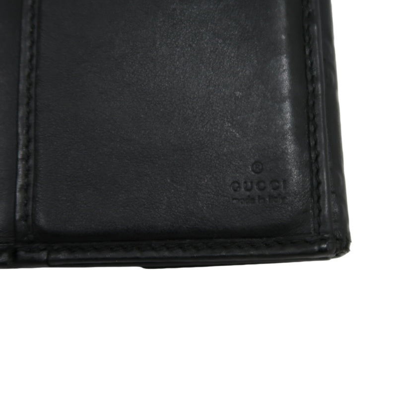 GUCCI Guccissima Leather Long Wallet Black with Silver Hardware