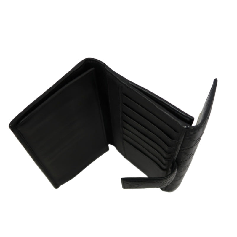 GUCCI Guccissima Leather Long Wallet Black with Silver Hardware