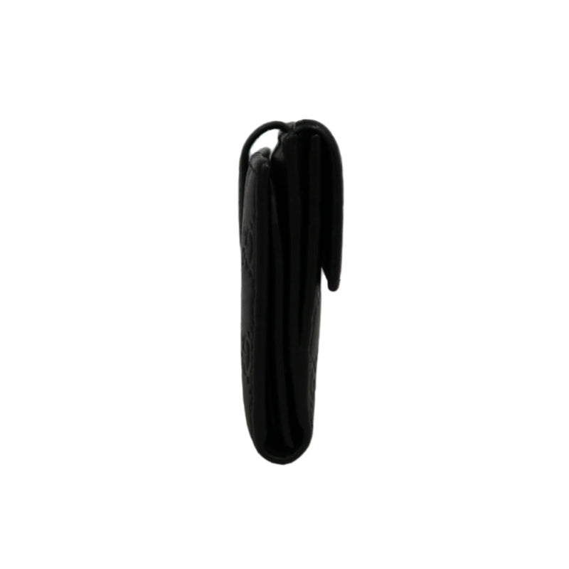 GUCCI Guccissima Leather Long Wallet Black with Silver Hardware