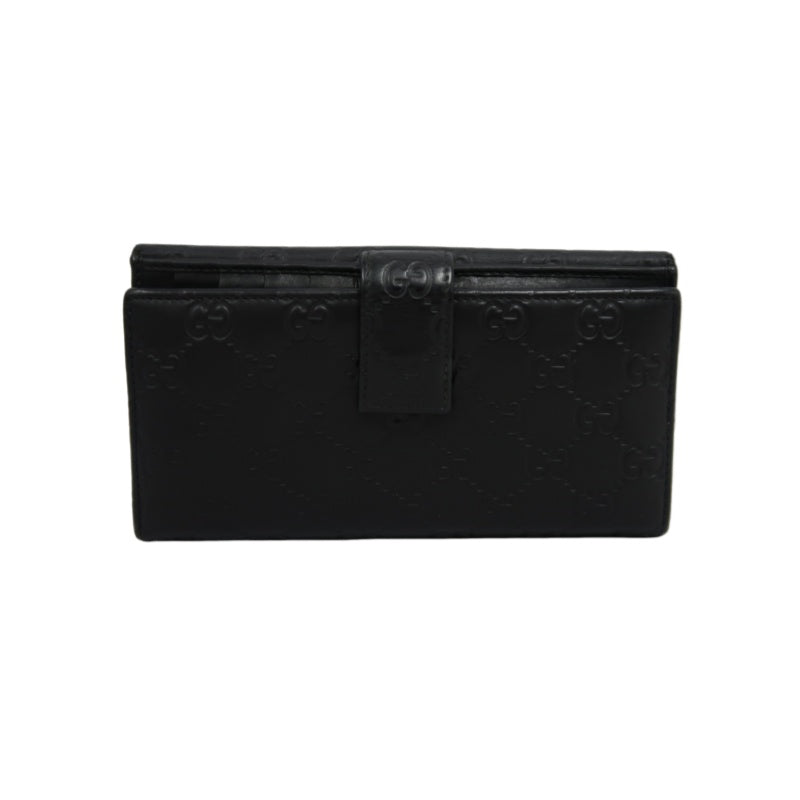 GUCCI Guccissima Leather Long Wallet Black with Silver Hardware