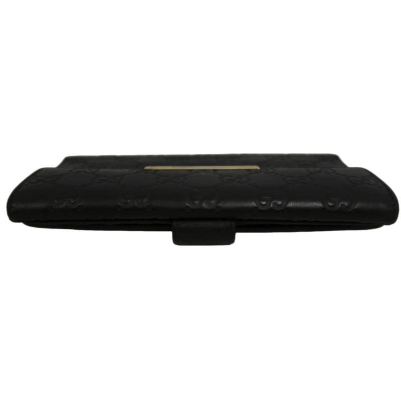 GUCCI Guccissima Leather Long Wallet Black with Silver Hardware