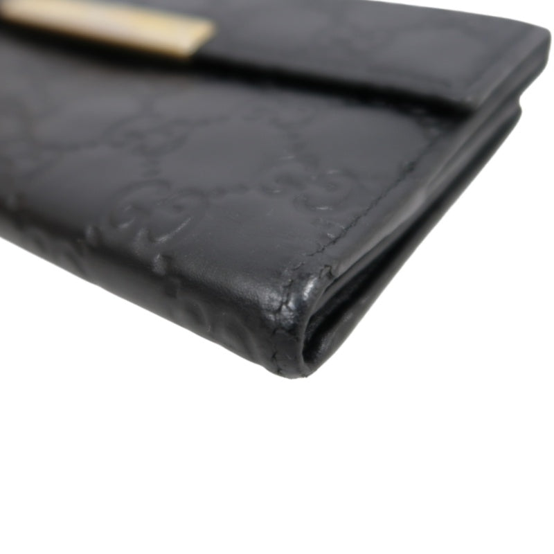 GUCCI Guccissima Leather Long Wallet Black with Silver Hardware
