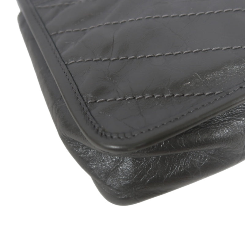 YSL Niki Small Quilted Chain Shoulder Bag, Gray Leather