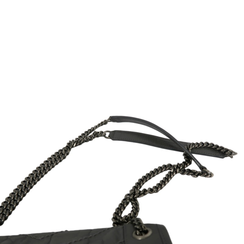 YSL Niki Small Quilted Chain Shoulder Bag, Gray Leather