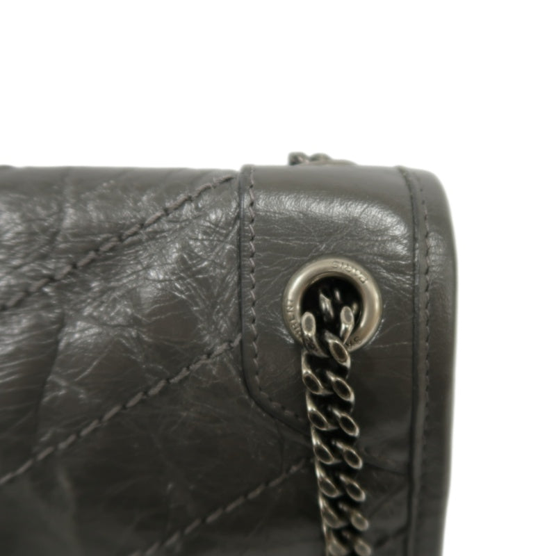 YSL Niki Small Quilted Chain Shoulder Bag, Gray Leather