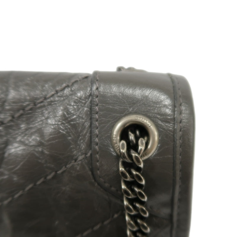 YSL Niki Small Quilted Chain Shoulder Bag, Gray Leather