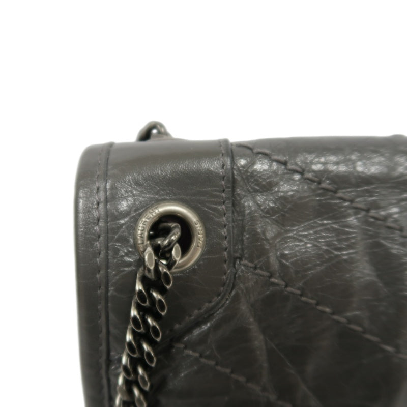 YSL Niki Small Quilted Chain Shoulder Bag, Gray Leather