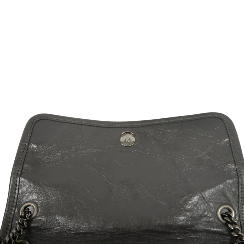 YSL Niki Small Quilted Chain Shoulder Bag, Gray Leather