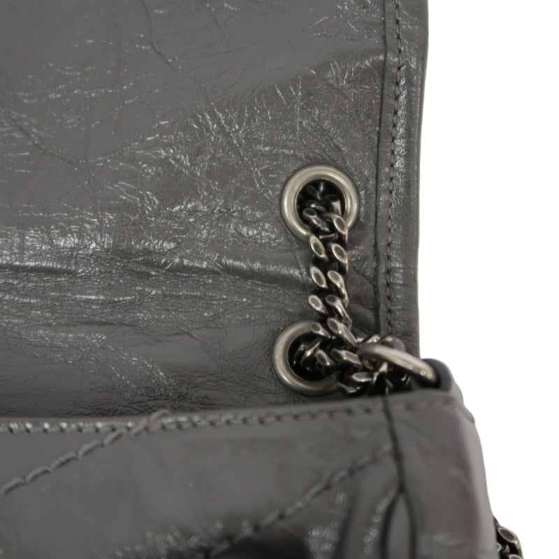 YSL Niki Small Quilted Chain Shoulder Bag, Gray Leather