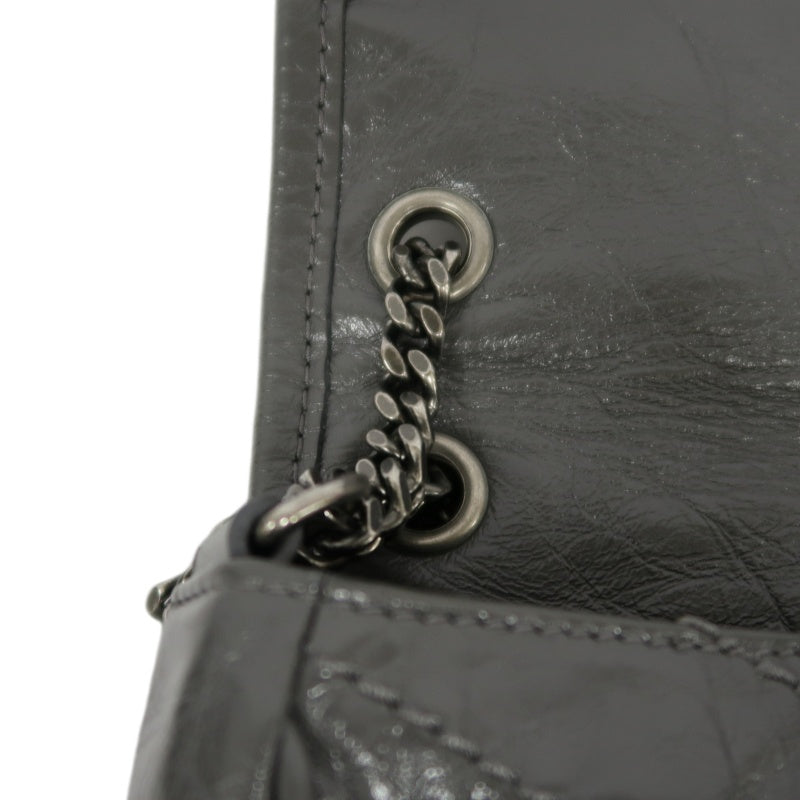 YSL Niki Small Quilted Chain Shoulder Bag, Gray Leather