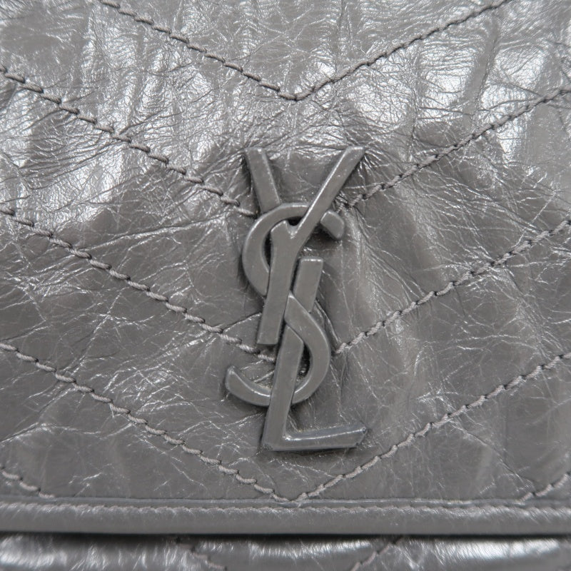 YSL Niki Small Quilted Chain Shoulder Bag, Gray Leather