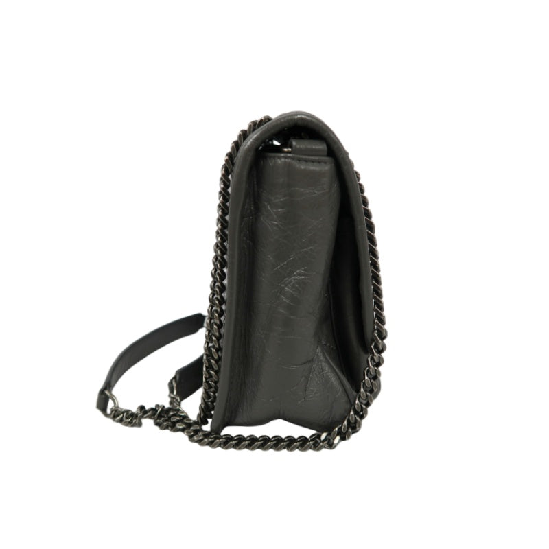 YSL Niki Small Quilted Chain Shoulder Bag, Gray Leather